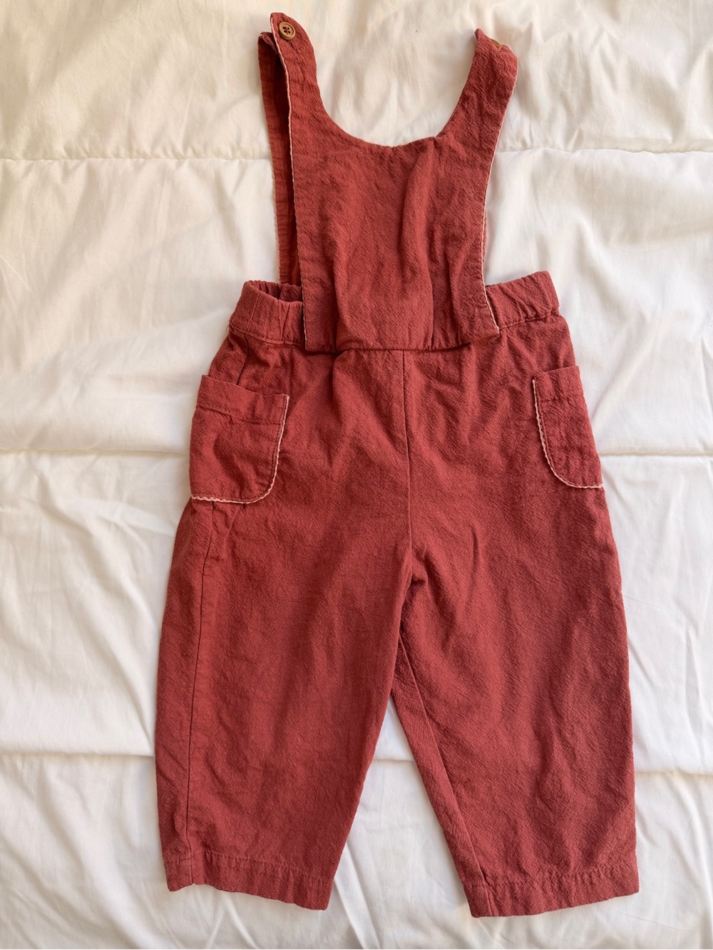 Children's Rust-Red Cotton Overalls with Adjustable Straps